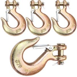 4Pack Clevis Slip Hook, 5/16 Inch Clevis Safety Hook with Safety Latch, Heavy Duty Forged G70 Chain Hook for Truck Trailer Winch Transport Tow Chain Hook,3/4 in Opening,14,000 Lb Capacity