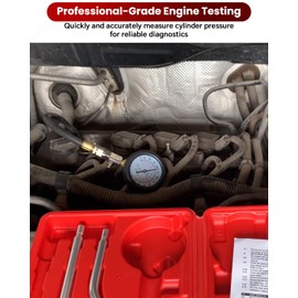 ATPEAM Compression Gauge Cylinder Pressure Gauge with Vacuum Gauge 0-300PSI Engine Pressure Measuring Tool Set for Car Motorcycle