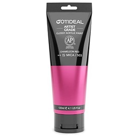 GOTIDEAL Iridescent Acrylic Paint Chameleon Red Tubes(120ml, 4.1 oz) Non Toxic Non Fading,Rich Pigments for Painters, Adults & Kids, Ideal for Canvas Wood Clay Fabric Ceramic Craft Supplies