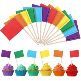 120 Pieces Colorful Blank Toothpick Flags Cheese Markers Food Labels for Party Buffet Toothpicks for Food Toothpick Flags Cupcake Flag Toppers for Cupcake Food Cheeseplate Appetizers, 6 Colors