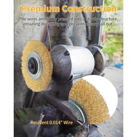 ZORUNNA Wire Brush for Grinder - 6 Inch Fine Crimped Wire Wheel for Bench Grinder with 1/2" and 5/8" Arbor(0.012Inch Wire Size), Efficiently Polish Nuts, Bolts and Assorted Car Parts.