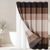Nesphy Shower Curtain and Liner, Brown Striped 3 in 1