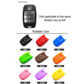 LIGHTKOREA 6 Button Silicone fob Remote Smart Key Case Protector Cover 1Pcs Compatible with Kia Sedona Carnival 2015 2019 (Red)
