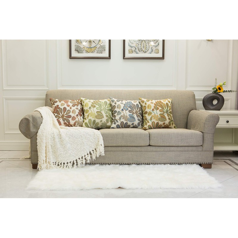 Mika Home Set of 2 Jacquard Tropical Leaf Pattern Throw