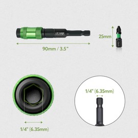 LitOrange 6 Pcs 90 mm Magnetic Pivoting Impact Screwdriver Drill Bit Holder with 4 x 25 mm PZ2 & PH2 Bits Rotary Drill Extension Bit Holder for Narrow Spaces or Corners