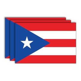 Puerto Rico Flag Sticker (3 Pack) by DCM Solutions (6" W x 4" H)
