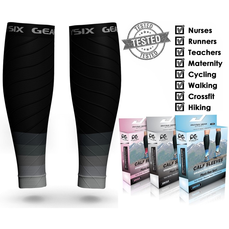 Physix Gear Calf Sleeves for Men & Women, Lightweight Compression