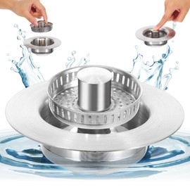 PartyKindom Kitchen Sink Drain Strainer: 3 in 1 Kitchen Sink Stopper Drain Stopper Sink Stopper Sink Bounce Core Drain Strainer