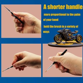 Himmlfel Miniature Brush Set, 6 Fine Detail Painting Brushes with Short Handle for Model, Warhammer, Citadel, Tamiya, Detailing Model Making, Figure, Watercolour, Acrylic, Oil