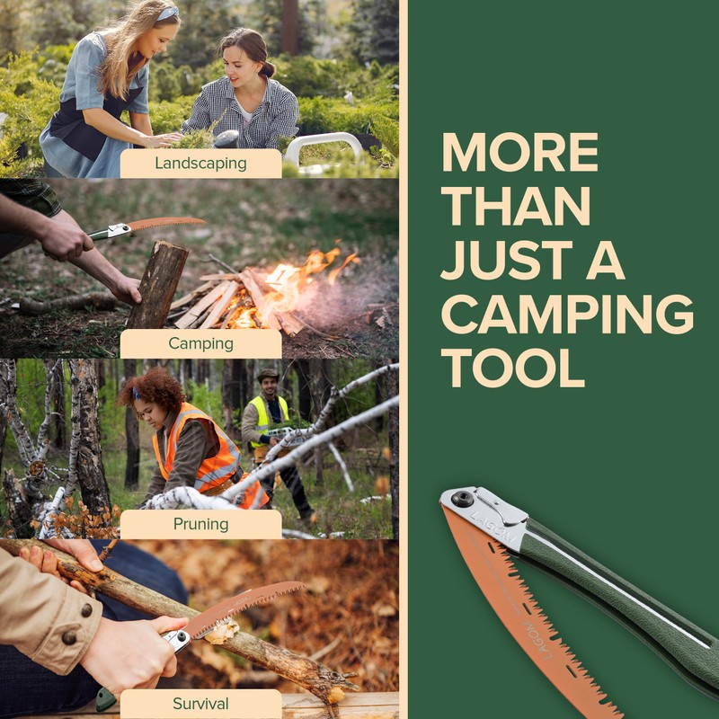 LAGOM Folding Camp Saw for Cutting Branches, 11.4" Curved Blade
