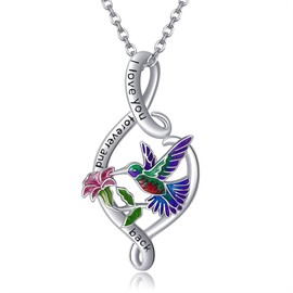 YAFEINI Hummingbird Necklace 925 Sterling Silver Infinity Hummingbird Pendant Necklace Hummingbird Bird Jewellery for Women Bird Lovers Gift