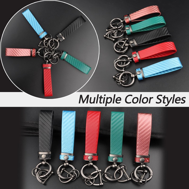 Turcee Leather Car Keychain - Carbon Fiber Interior Key Fob