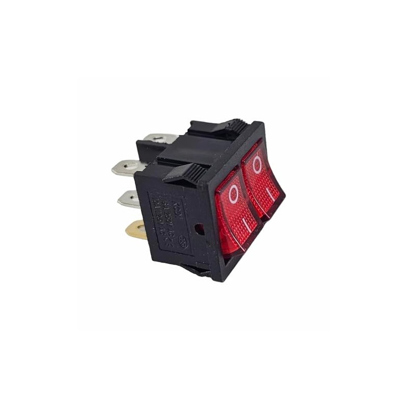 Double Rocker Switch Black 20 x 22 mm Red Rocker