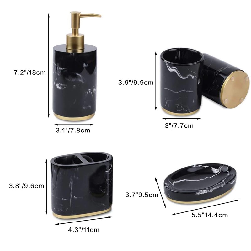 5-Piece Bathroom Counter Top Accessory Set - Dispenser for Liquid