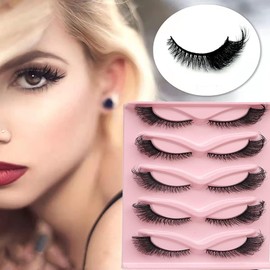 5 Pairs of 3D False Eyelashes, Cat Eye, Artificial Eyelashes, Cat Eye False Eyelashes, D Curl Lash Strip, CatEye Natural Artificial Eyelashes, Reusable Natural Eyelashes