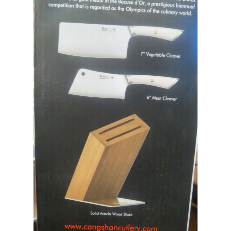 Cangshan Elbert Series 3-Piece HUA Cleaver Knife Block Set (White)