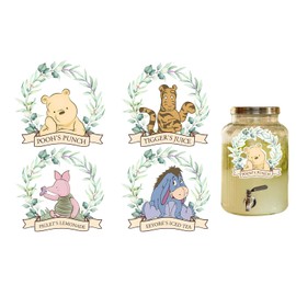 8 PCS Winnie Birthday Decorations-Pooh Baby Shower Decorations-The Pooh Gender Reveal Decorations-Party Decorations-Drink Label for The Pooh Baby Shower Decorations