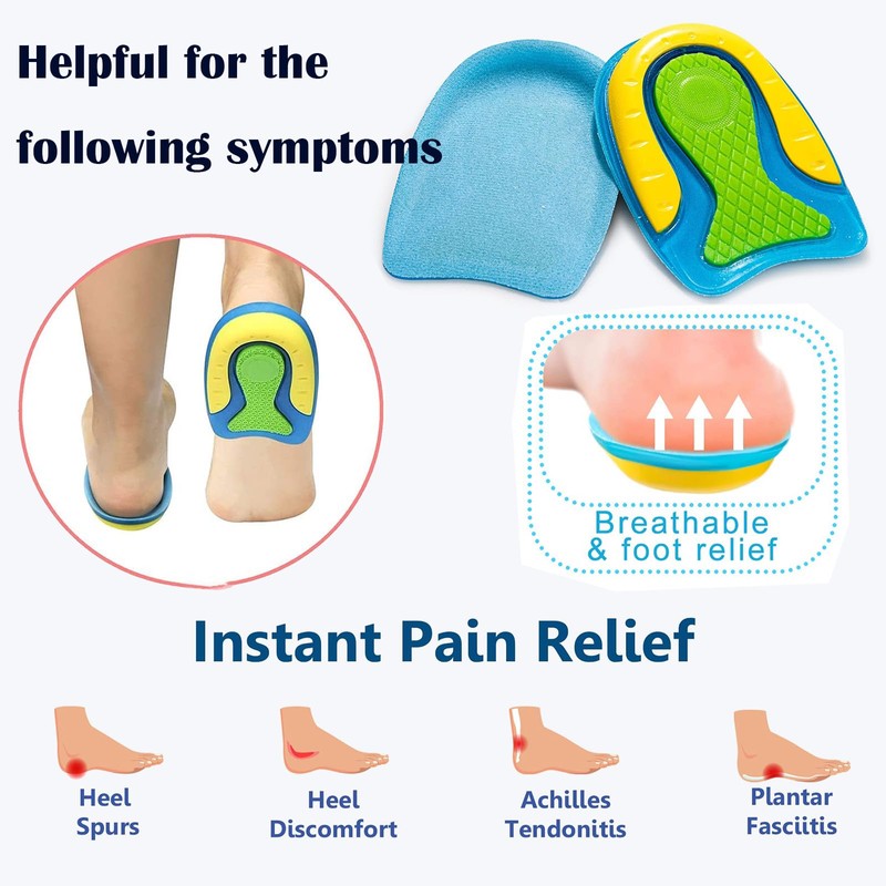 2 Pairs Gel Heel Pads for Plantar Fasciitis Relief -