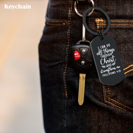 NATSUNO Christian Keychains, Christian Gifts for Women Men, Faith Based Gifts, I Can Do All Things Through Christ Who Strengthens Me Christian Bible Verse Religious Keychain, Religious Gifts