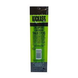 Kickass Jalapeño Cheddar Snack Sticks 16ct Case - 2oz Twin Packs of Pork and Beef Jerky Meat Sticks - Beef Sticks Meat Snacks - Jerky Sticks