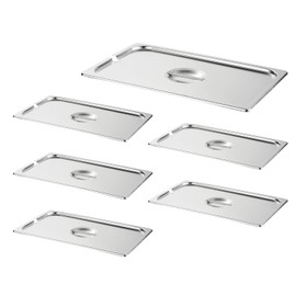 HECMAC 6-Pack Full Size Notched Hotel Pan Cover,Stainless Steel Solid Steam Table Catering Food Pan Lid with Handle