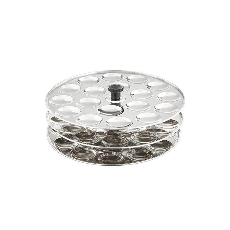 Tabakh MIS-103 3-Rack Stainless Steel Mini Idli Stand, Makes 54