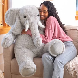 Vermont Teddy Bear Giant Elephant Stuffed Animal – 4 Foot Big Stuffed Elephant Plush from Giant Cuddle Collection Collectible Plushie for All Ages – Finished in The USA