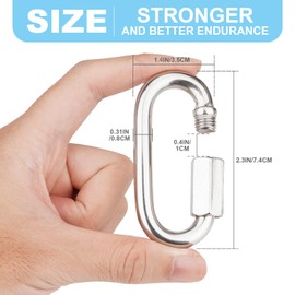 4Pc 3" Chain Links, 304(18-8) Heavy Duty Stainless Steel Screw Chain Quick Links, High Strength Chain Connector, Carabiner for Big Chain Connecting, Hammock Hanging, Hiking, Camping