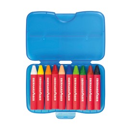 Eberhard Faber 524011 Trihedral Wax Crayons Pack of 10 in Plastic Box