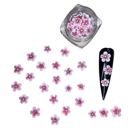 Set 30Pcs White 3D Flowers for Nails, Handmade 3D Acrylic Flowers for Nails, Flower Nail Charms Rhinestones Gems by Acrylic Powder Design Deco Nail Art Women Girls (White Pink with Rhinestones-30Pcs)