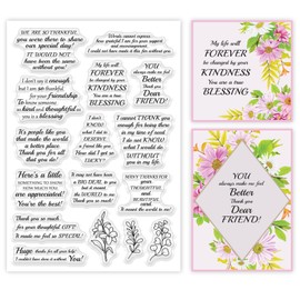 ORIGACH Thank You Clear Stamps Thank You Sentiments Silicone Stamps for Cards Making DIY Scrapbooking Photo Album Decoration, 6.3x4.3inch