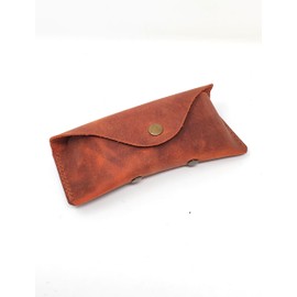 MyMesken Leather Eyeglass Case -Glasses Case - Sunglass Case - Genuine Leather Eyeglasses Case with Snap Closure (Brown-1)