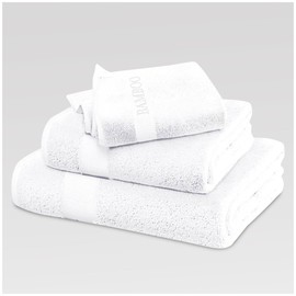 VELVETIO Bamboo Towels - Premium Hand Towels Set of 2 (50x80cm) - 60% Bamboo 40% Cotton, Bathroom Linen Towel Set, Quick Dry Water Absorbent Durable Hand Towel, White