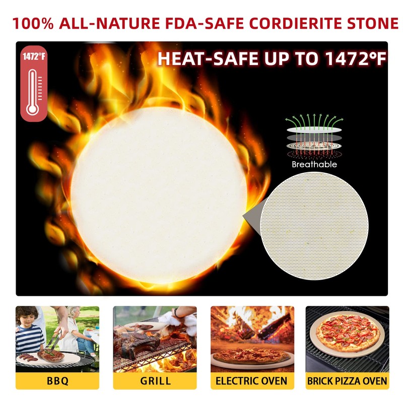 5 PCS Round Pizza Stone Set, 13" Pizza Stone for
