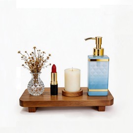 Wood Riser for Kitchen Counter,10" x 5" Walnut Farmhouse Pedestal Tray