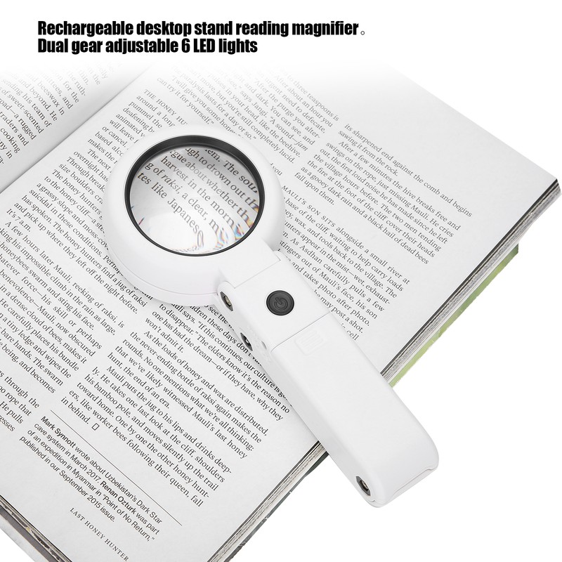 Desktop Handheld LED Magnifier 7X USB Battery Powered Reading Magnifying