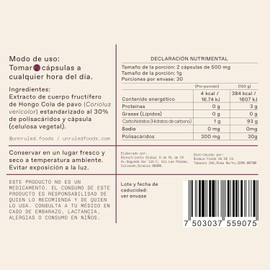 UNRULED - Cola de Pavo | Extracto Puro de Hongo Cola de Pavo en Cápsulas | 60 Cápsulas Veganas Suficientes para 1 Mes | 30 Porciones de 1000mg | Hongo Adaptogeno 100% Natural