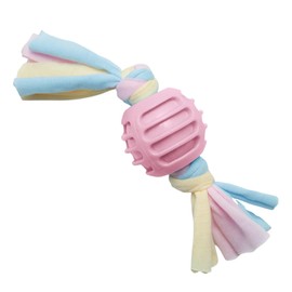 Snugarooz Snuggle Ball Pink Dog Toy – Eco-Friendly TPR with Braided Cotton Rope - Aids Dental Health - Durable for Chewing & Fetch Play