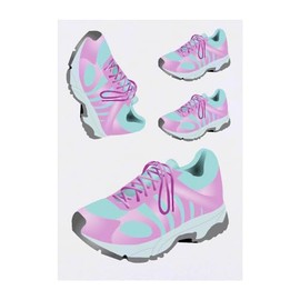 4 x 'Pink Sneaker' Temporary Tattoos - Water Resistant, Skin-Safe, Non-Toxic Transfers, Mixed Sizes (TO00072778)