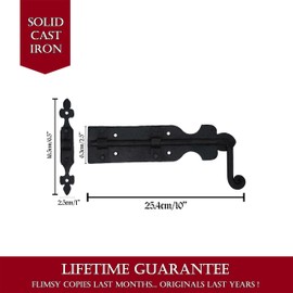 Mystic Colonial Iron Gate Latch Black Flip Latches, Heavy Duty Cast Iron Drop Latch, for Old Farm Barn Shed Cabinet Shutter Antique Privacy Door Hardware Replacement (273)