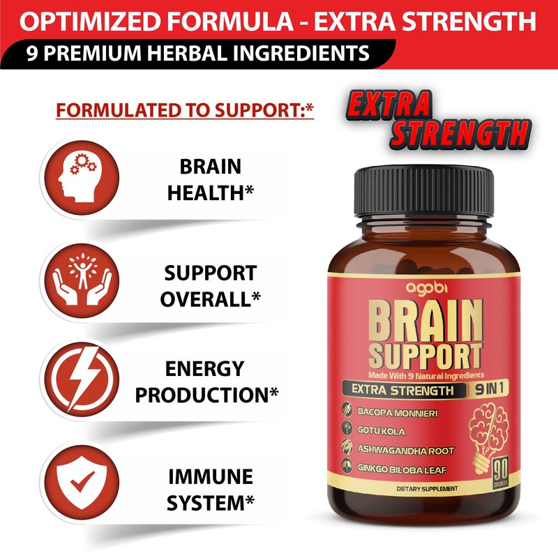9in1 Brain Support Supplement - Concentrated Ashwagandha Root, Gotu Kola
