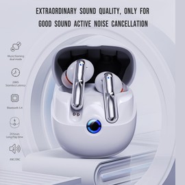 OpenListen Active Noise Cancelling Earbuds, ANC+ ENC Strong and Smart Noise Cancelling, Powerful Bass, 45H Playtime, IPX7, Wireless Earbuds, Bluetooth 5.4 (White)