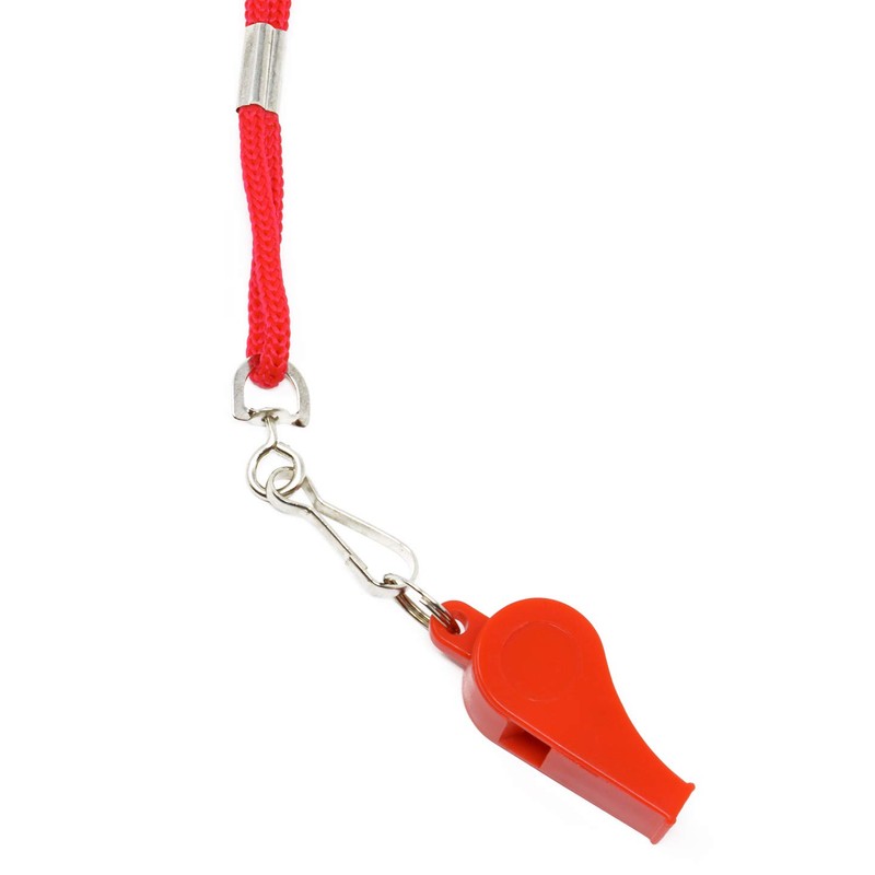 Adoretex Sport Guard Pea Coach Plastic Whistle with Lanyard, Red