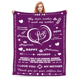 Gifts for Mom, Birthday Gifts for Mom from Daughter Son, Mom Gifts, X mas Gifts for Mom, I Love You Mom Blanket, Super Soft Flannel Throw Blankets for Mother Day for Bed Sofa/Couch (60X50in)