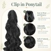 Claw Clip Ponytail Extensions Wavy Natural Black 24 Inch