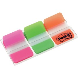 Post-It Index Tabs - Assorted Pink Green and Orange