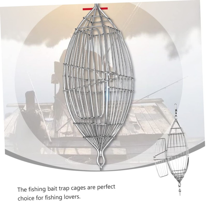 Gatuida Stainless Steel Olive Shape Bait Cage Fishing Trap for