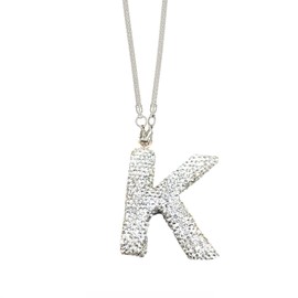 Car Rear View Mirror Letter Pendant, Crystal Rear View Mirror Charms Letter K Accessories,Cute Lucky Hanging Ornament Pendant Hanging Accessories for Women. (Silver)
