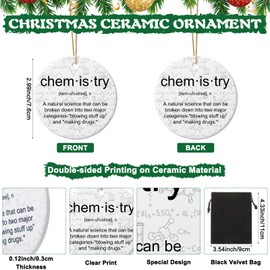Patelai Christmas Chemistry Gift Chemistry Definition Ornament Funny Chemistry Christmas Ornament Ceramic Hanging Plaque Ornament Keepsake for Science Teacher Xmas Tree Decoration