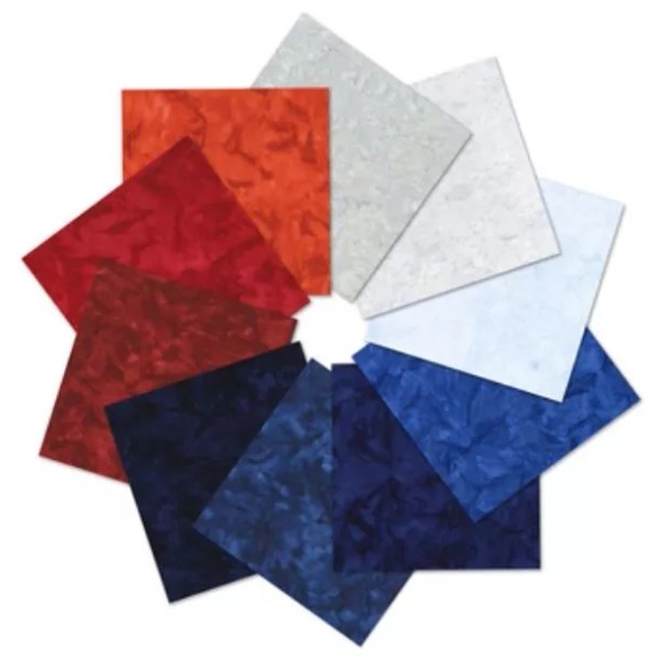 Robert Kaufman Ten-Square Batiks Prisma Dyes Independence Palette Fabric Precuts